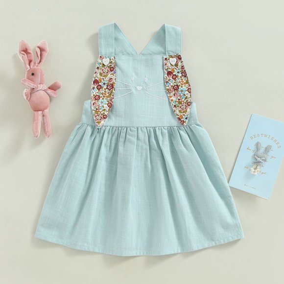 Other - Easter Bunny Rabbit Girls Sleeveless Blue Dress